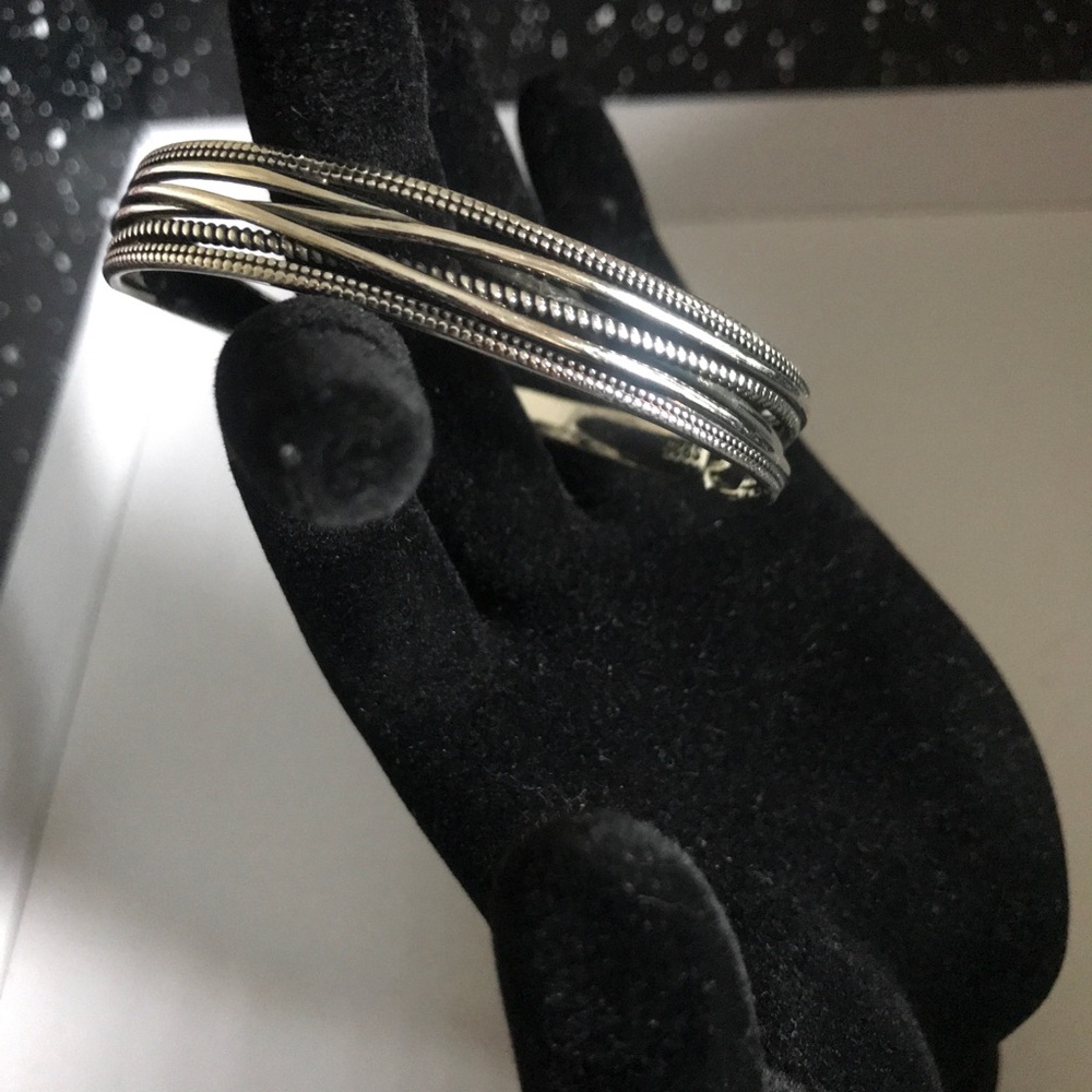 Sterling Silver Twisted Multi-Band Bangle Bracelet